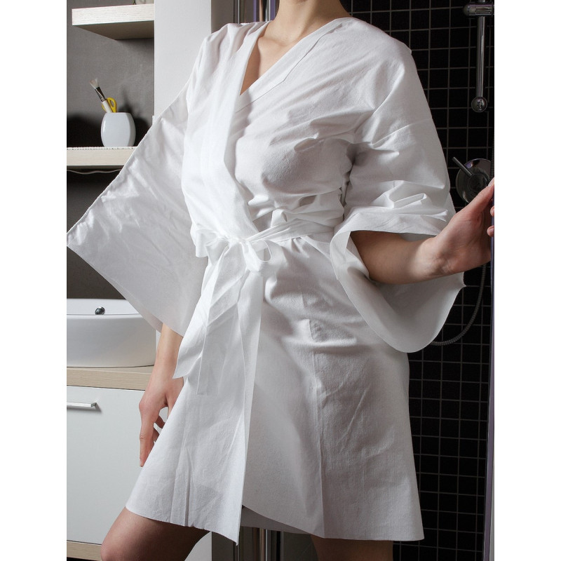 Bathrobe PROFESSIONAL, non-woven material, disposable, white, 1 pc.