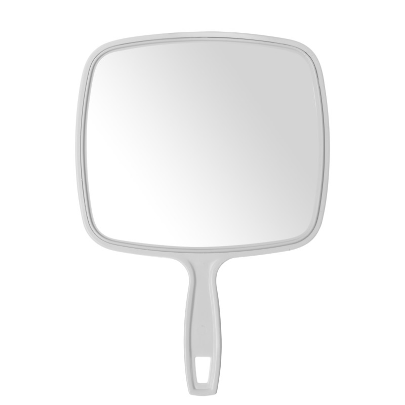 Mirror with handle, rectangle, 22,5x32 cm, white