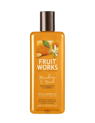 FRUIT WORKS Dušas-vannas želeja, mandarīns/apelsīna ziedi 500ml