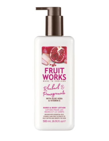 FRUIT WORKS Hand and body lotion, rhubarb/pomegranate 500ml