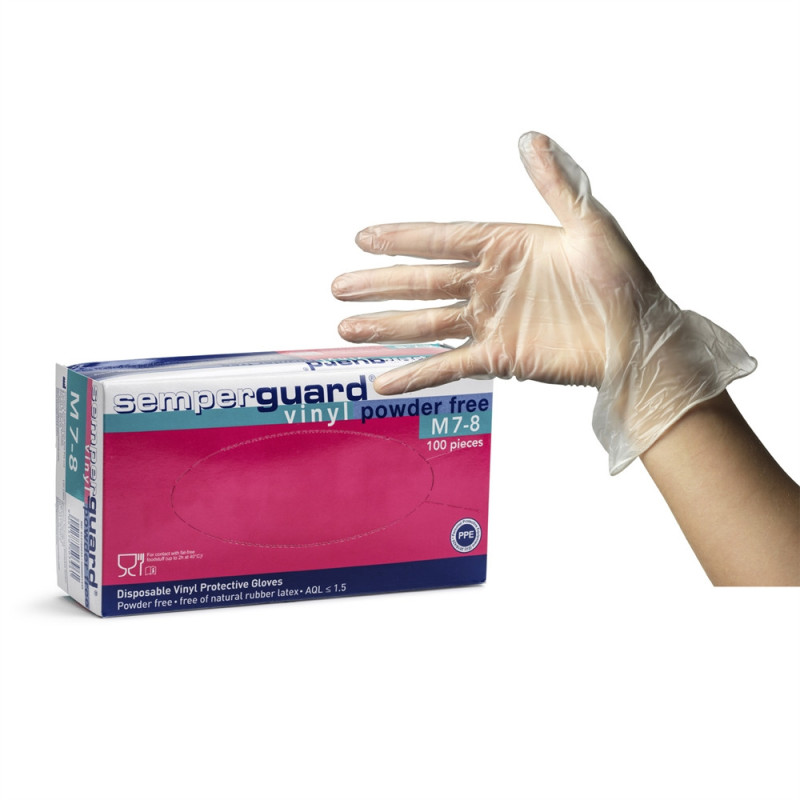 Disposable gloves Semperguard, vinyl, non-powdered, size M, 100 pcs.