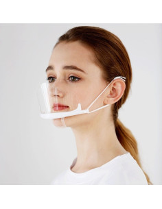 Protecting face shield on chin