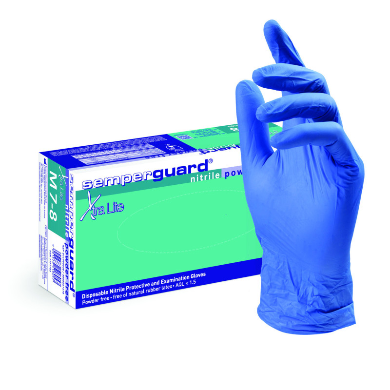 Disposable gloves nitrile, non-powdered Semperguard Xtra lite, size M, 100 pcs.