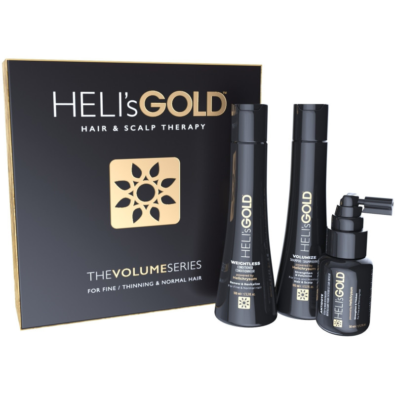 HELI'S GOLD Komplekts matu apjomam, plāniem/normāliem matiem 2*100ml+50ml