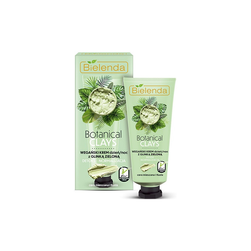 BIELENDA, BOTANICAL CLAYS Vegan Cream with green clay for face, day / night 50ml