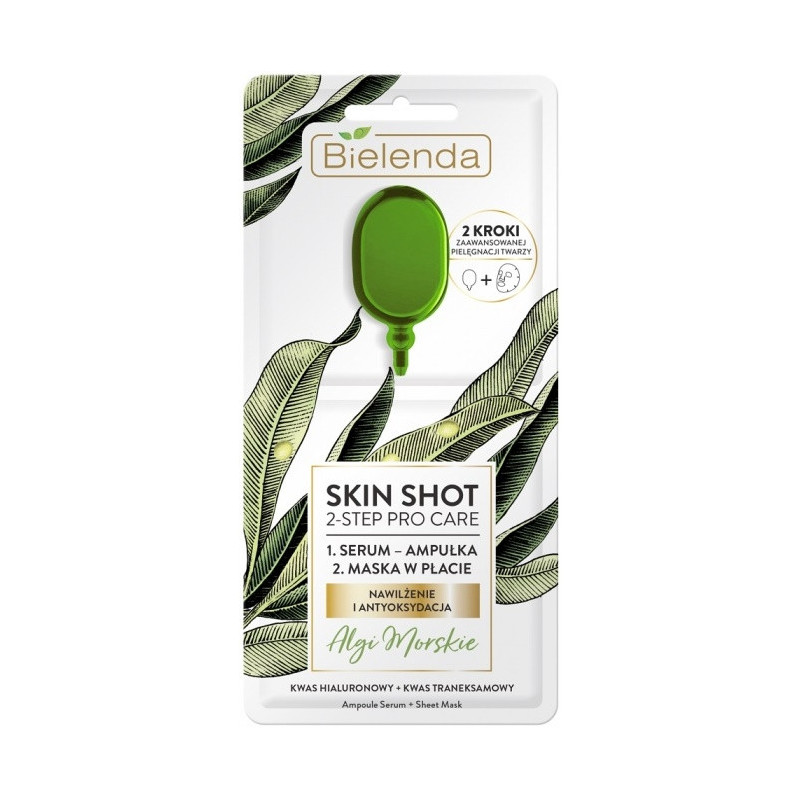 BIELENDA,SKIN SHOT 2-step Pro Care Maska+ampula sejai, ar hialuronskābi un aļģēm