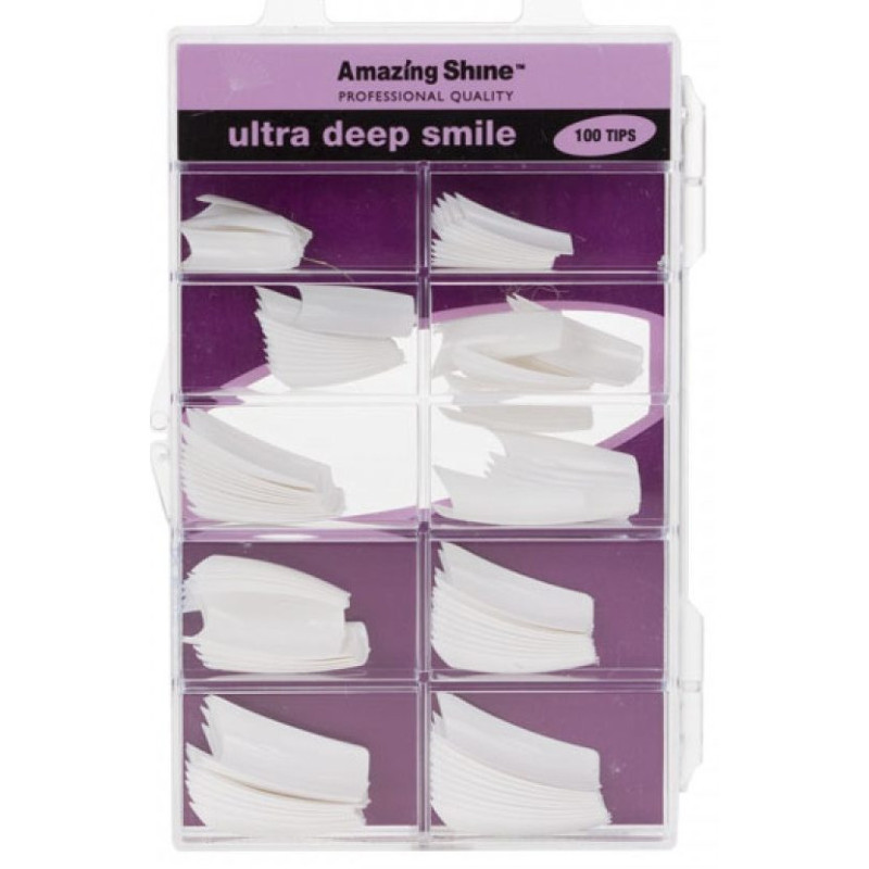 Nail tips Amazing Shine Ultra Deep Smile - French White, 100pcs.