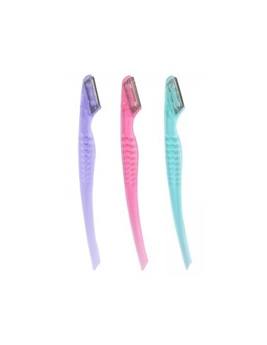 Razors for eyebrow care, assorted colors, plastic case, 3pcs.