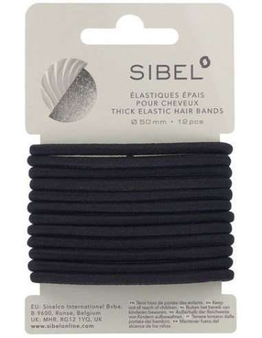 Thick Elastic Hair Bands Black 60mm 12 pcs