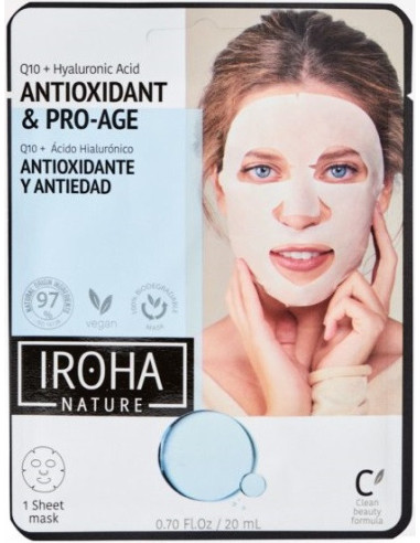 IROHA NATURE Maska sejai Pro-Age, antioksid.iedarbība, hialuronskābe+Q10 23ml