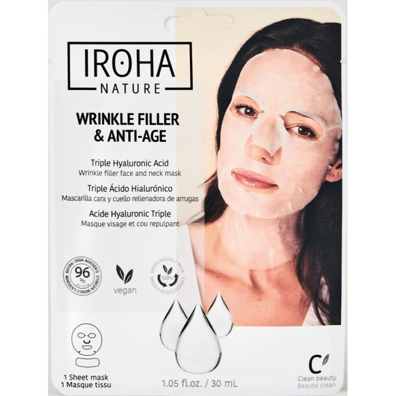 IROHA NATURE Wrinkle Filler & Anti-Age Face Mask with Triple Hyaluronic Acid 23ml