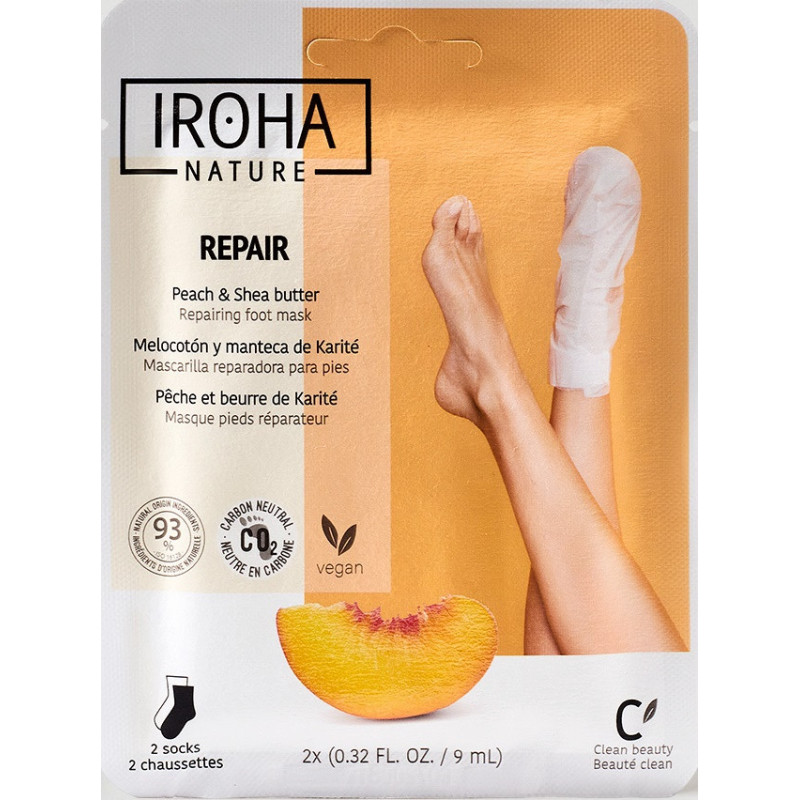 IROHA NATURE Peach Repairing Foot Mask Socks & SHEA BUTTER 2pcs