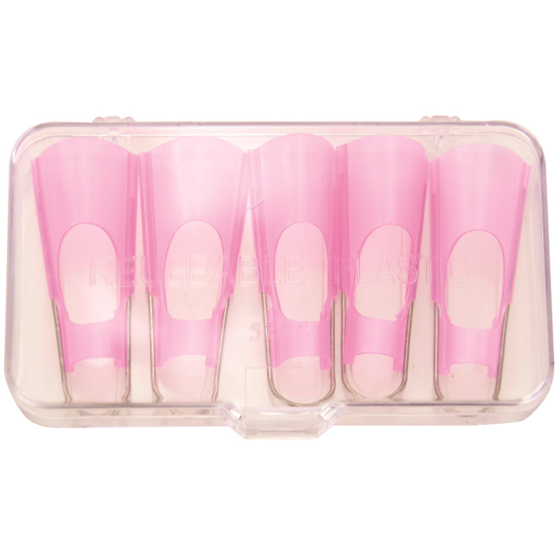 Molds for nail modeling (5 pcs / pack), plastic, pink
