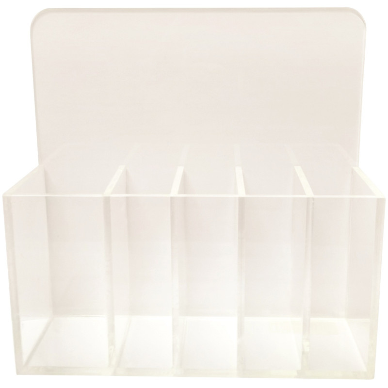 File stand, 5 compartments, plastic, transparent