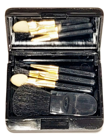 Kit, brush, make-up (4 small brushes + mirror), plastic, black