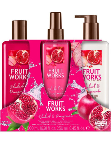 FRUIT WORKS Rhubarb and pomegranate Trio Set, 2x500ml +250 ml