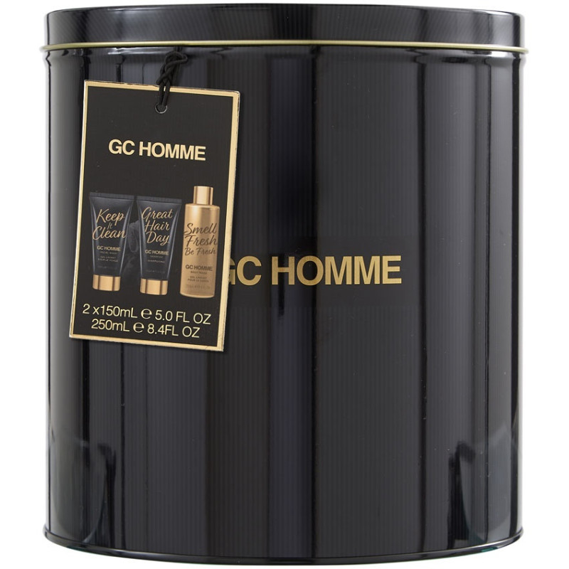 Grace Cole GC Homme cleansing gel 250 ml + shampoo 150 ml + cleansing gel for face 150 ml + washing sponge + tin can