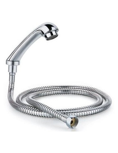 Shower with hose for hairdresser wash unit, straight, silver