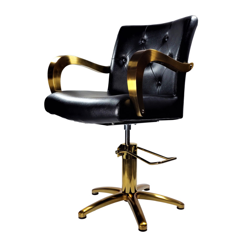 Hairdresser customer chair Indiana with yellow GOLD base