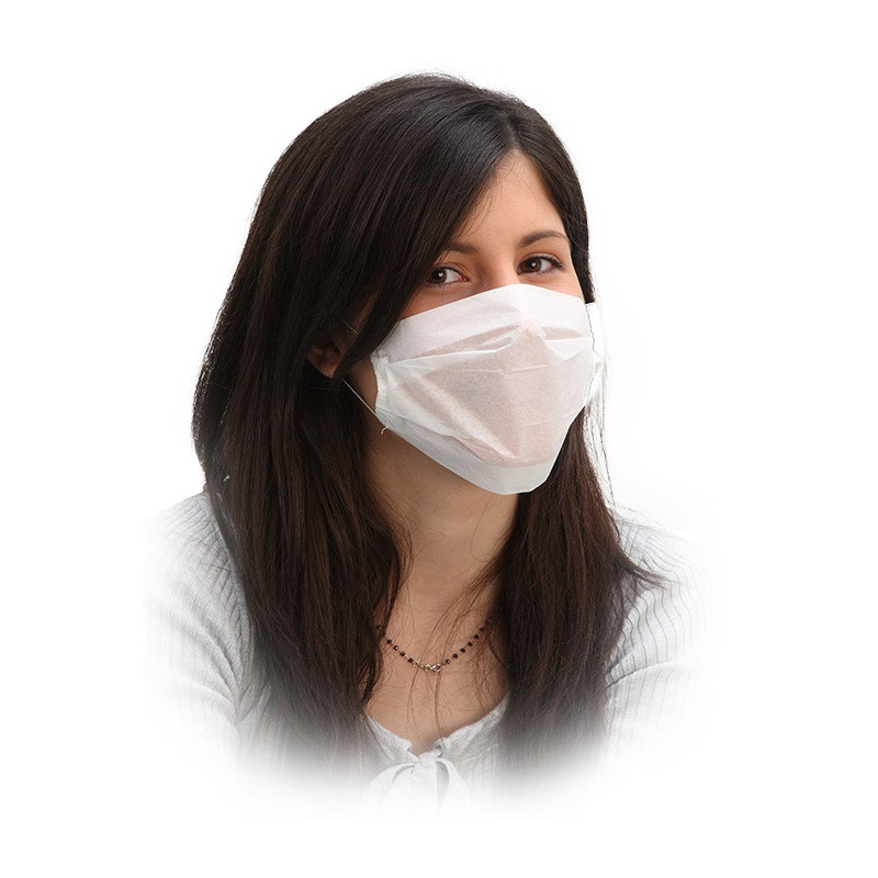 Face mask paper, 1-layer, disposable, white, with rubber, 8x10cm 100pcs.