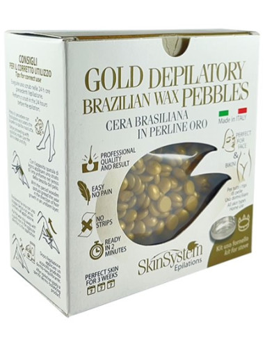 Skinsystem Brazilian Cietais vasks Gold (uzsildāms krāsnī), epilācijas komplekts